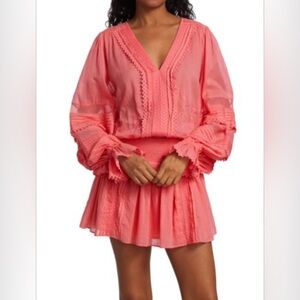 Ramy Brook Patty Crochet-Trim Mini Dress Medium